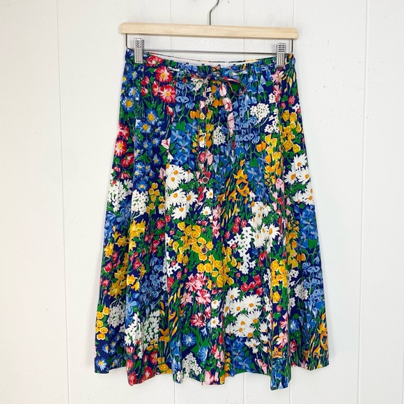 VTG 70s Peter Popovitch Floral skirt Size S 27” Waist Button A Line Tie Waist - Picture 1 of 12